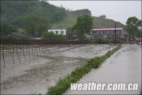 遼源28日出現短時強降雨 市區低洼路面積水（圖）