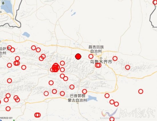 新疆瑪納斯縣地震震中位置