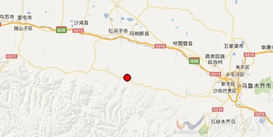 新疆瑪納斯縣地震震中位置