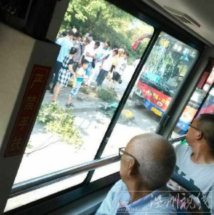 車的前擋風(fēng)玻璃被撞成蜘蛛網(wǎng)