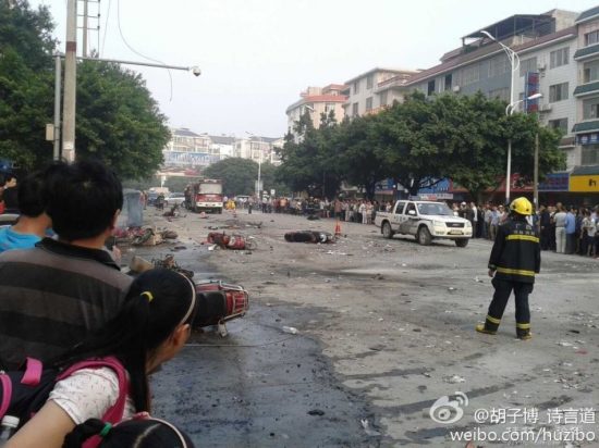 廣西桂林市靈川縣八里街爆炸事故現(xiàn)場(chǎng)