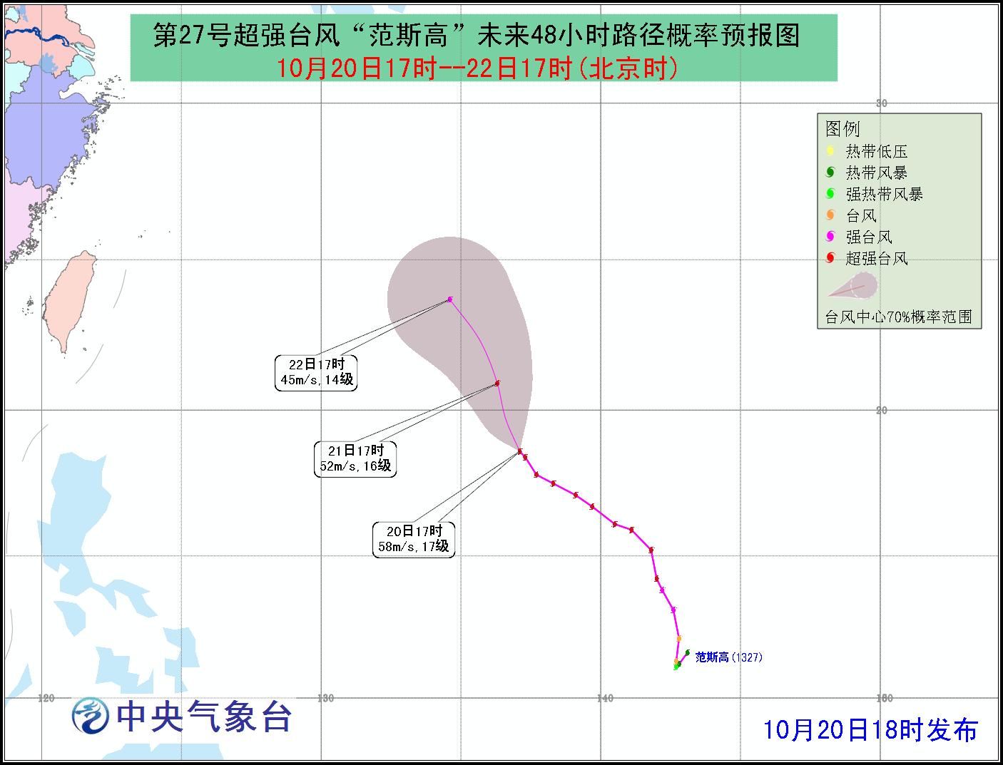 超強臺風范斯高路徑