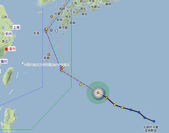 臺(tái)風(fēng)丹娜絲路徑圖 丹娜絲朝日本方向移動(dòng)對(duì)我國(guó)無(wú)影響