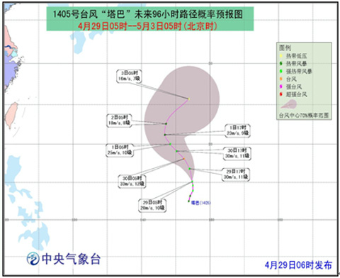 2014年第5號(hào)臺(tái)風(fēng)塔巴路徑圖