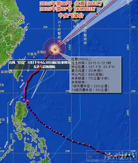 臺(tái)風(fēng)紅霞最新路徑圖
