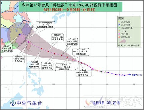 蘇迪羅臺風在浙江沿海一帶登陸