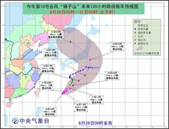 臺風(fēng)獅子山路徑向東北方向移動 可能影響我國東北