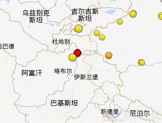 塔吉克斯坦發(fā)生5.1級地震